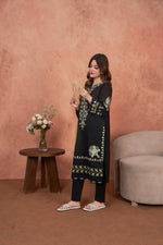 Midnight Zari Garden-Embroidered 3pc
