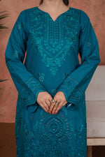 Teal Sultanate-Embroidered 3pc