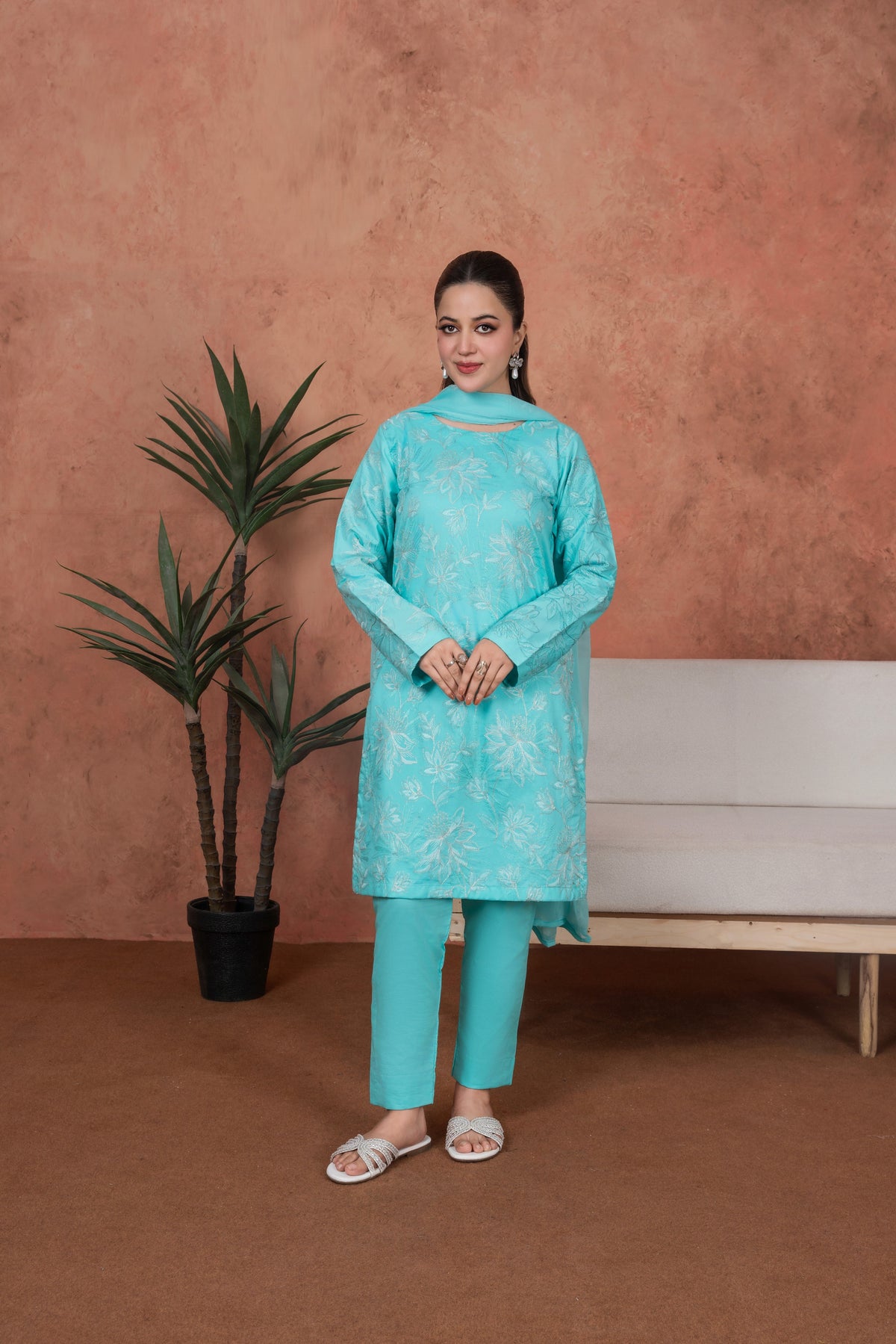 Aqua Lumière-Embroidered 3pc