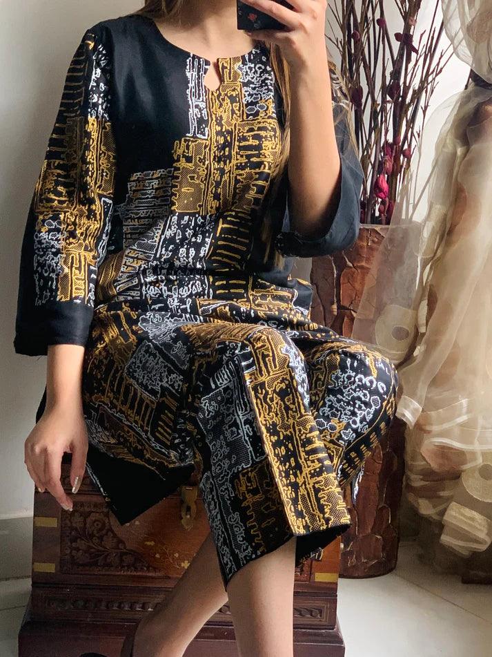 Mountain Print 2Pcs Stitched - zaibehoor