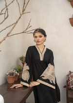 ALMOND PLAZZO BLACK STICHTED 2PCS - zaibehoorzaibehoor