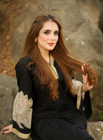 ALMOND PLAZZO BLACK STICHTED 2PCS - zaibehoorzaibehoor