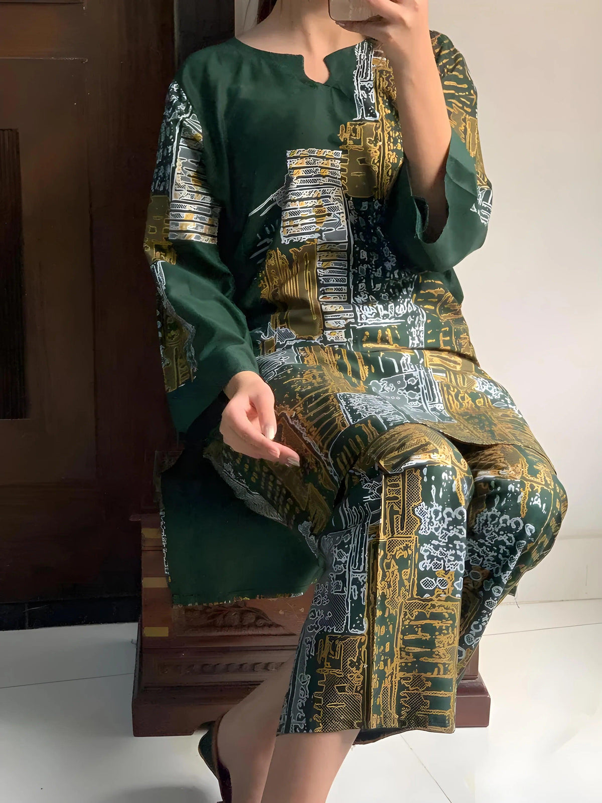 Mountain Print 2Pcs Stitched - zaibehoor
