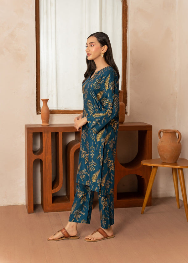 Floral Leaf Print 2Pcs Stitched