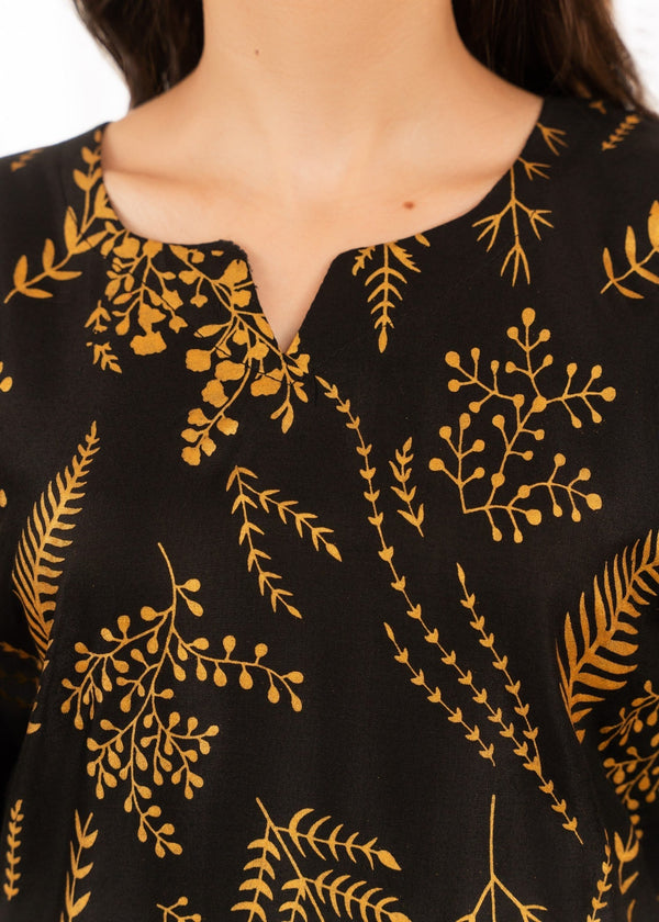 Floral Leaf Print 2Pcs Stitched