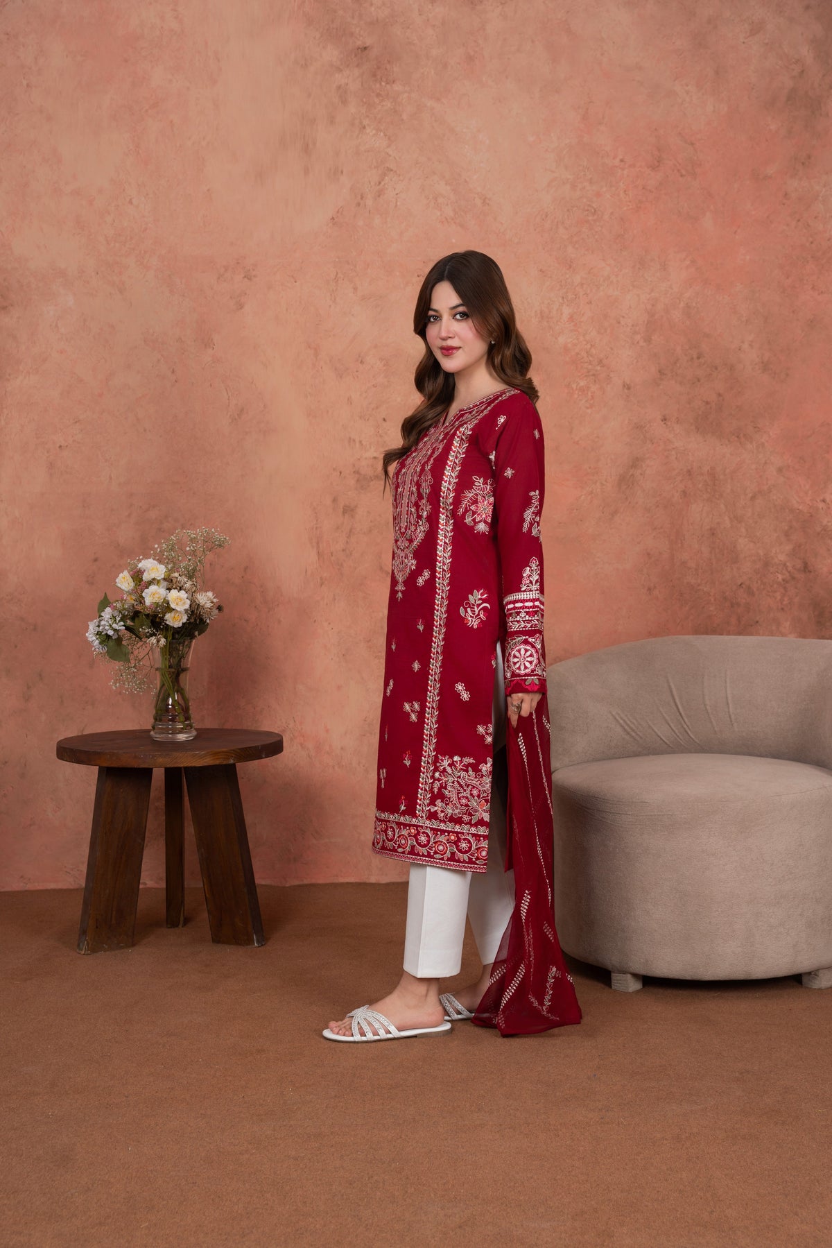 Burgundy Royale Festive-Embroidered 3pc