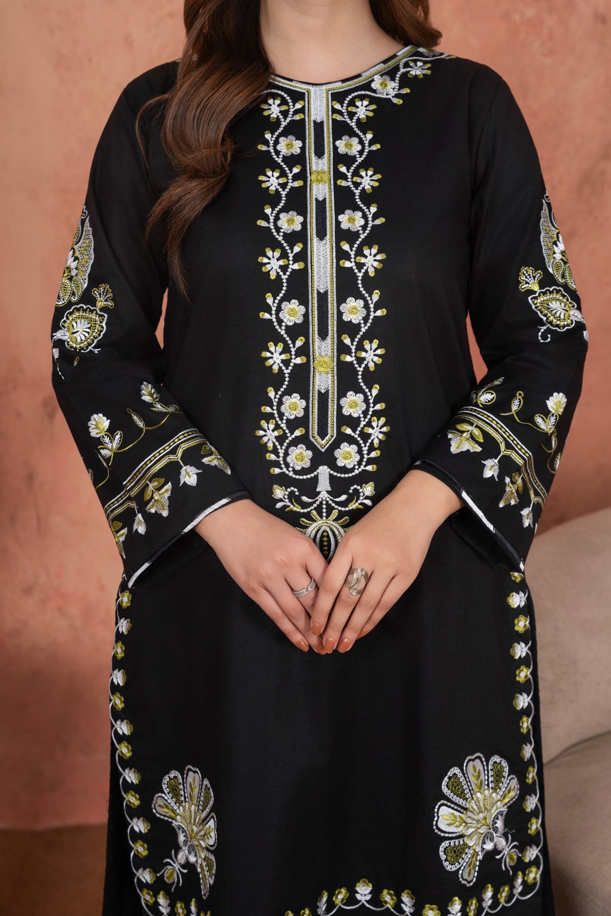 Midnight Zari Garden-Embroidered 3pc
