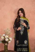 Midnight Zari Garden-Embroidered 3pc