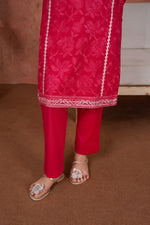 Fuchsia Cameo Trim-Embroidered 3pc