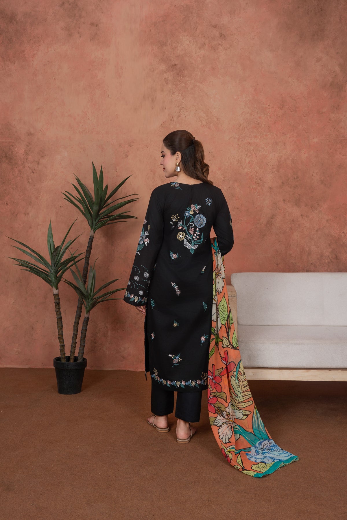 Noir Botanica Statement-Embroidered 3pc