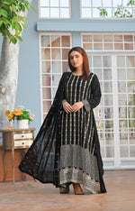 Embroidery Long Frock Stitched 3-pc