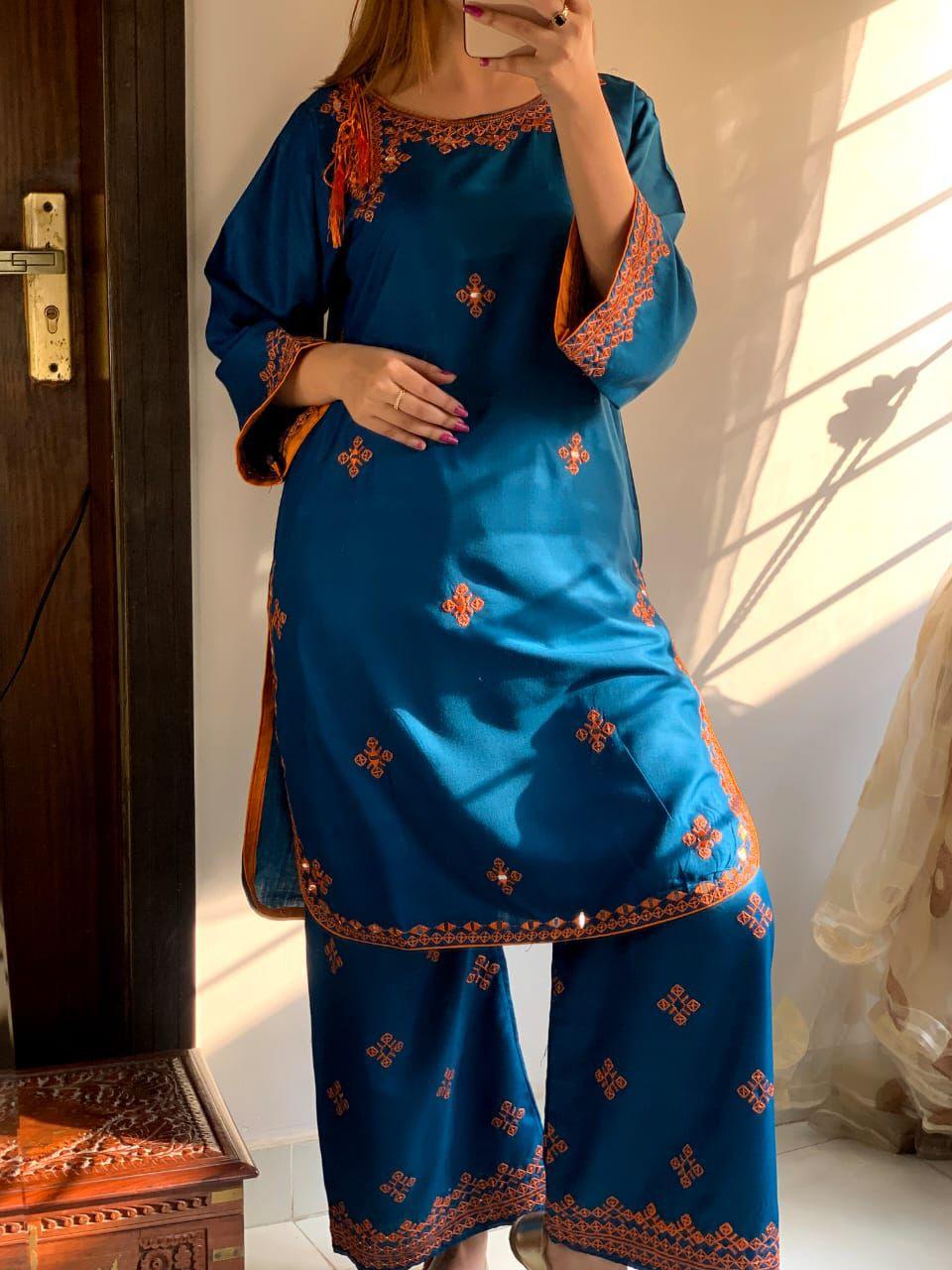 Desi Core Embroidery 2Pcs Stitched - zaibehoor