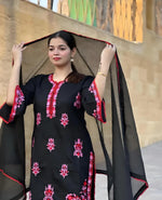 Black Khadi Net 2Pcs Stitched - zaibehoor