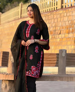 Black Khadi Net 2Pcs Stitched - zaibehoor