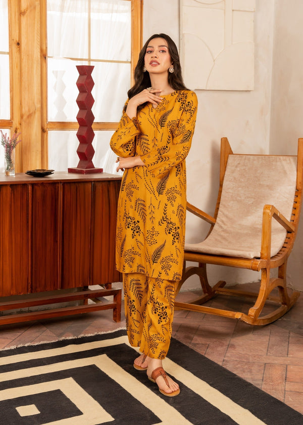 Floral Leaf Print 2Pcs Stitched